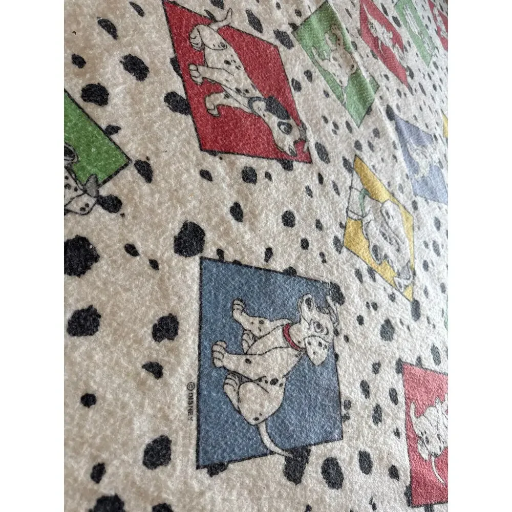 Vintage 90s Disney 101 Dalmatians Beacon USA Satin Trim Blanket 73x86